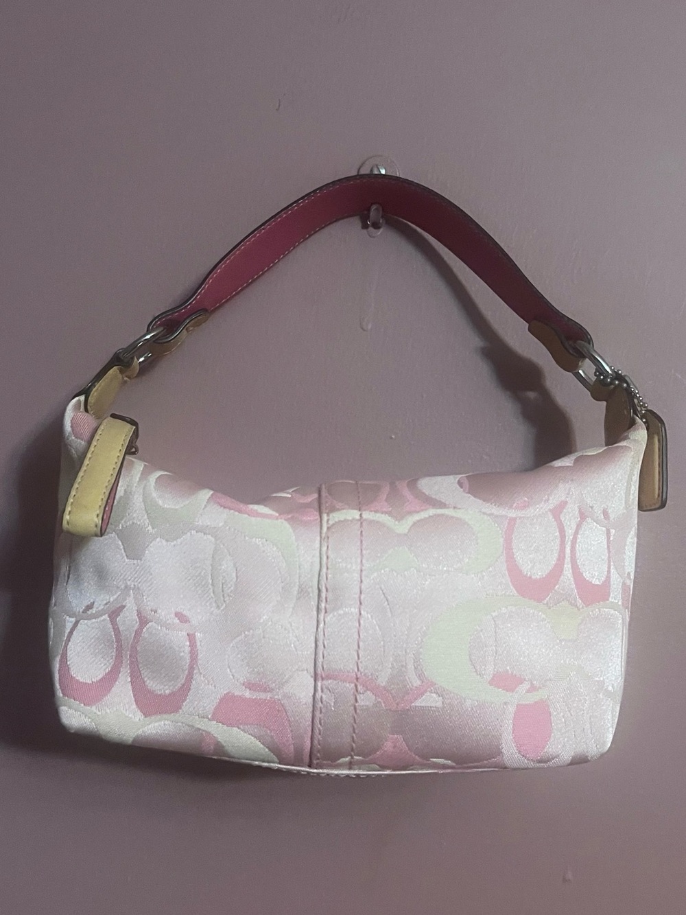 Coach Pink Signature Jacquard Shoulder Bag - Picture 4 of 12